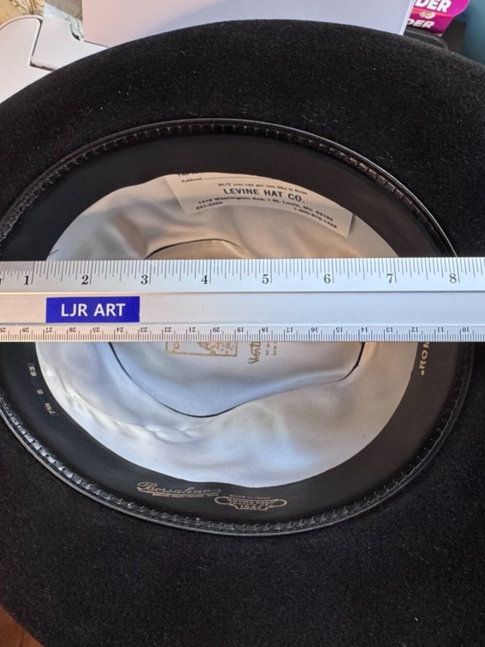 Borsalino Roma Black Fur Felt Fedora 7 3/8 NIB Vintage Deadstock Made In Italy - Picture 13 of 16